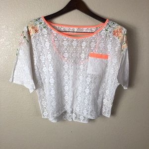 Free People || Floral Crop Sheer Cover Up Top NEW